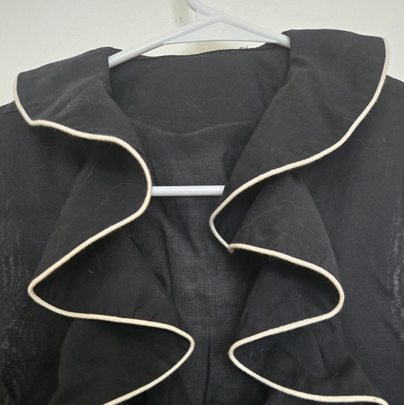 Alice +Olivia Satin Black Wide Leg Pants with Dramatic Ruffles Plus Corset Top - Picture 7 of 8